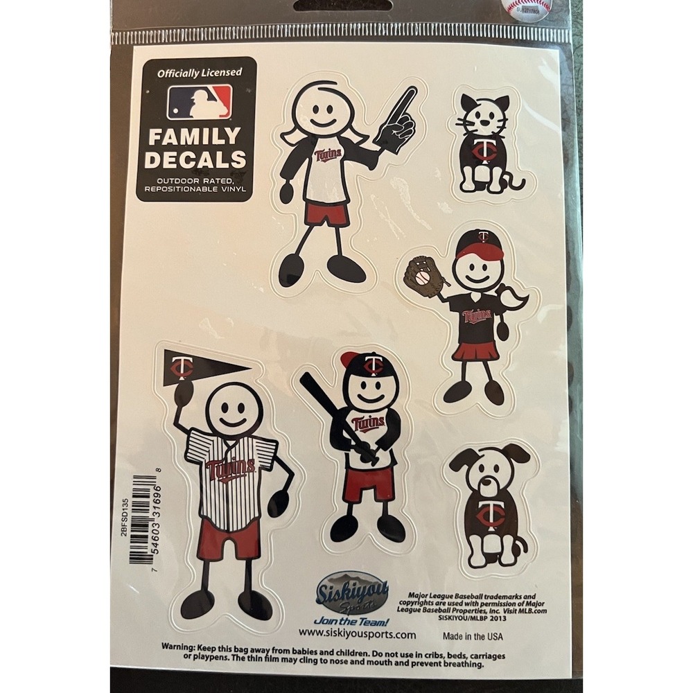 Minnesota Twins Outdoor Rated Vinyl Family Decals MLB Licensed Baseball - Picture 3 of 4
